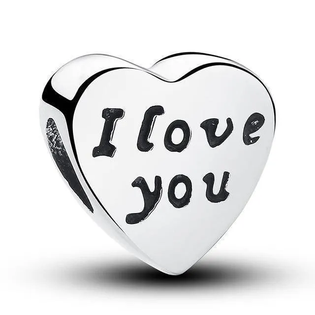 27 Styles of Hearts - 100% Authentic 925 Sterling Silver Charm Beads,  Fits Pan Charm Bracelets