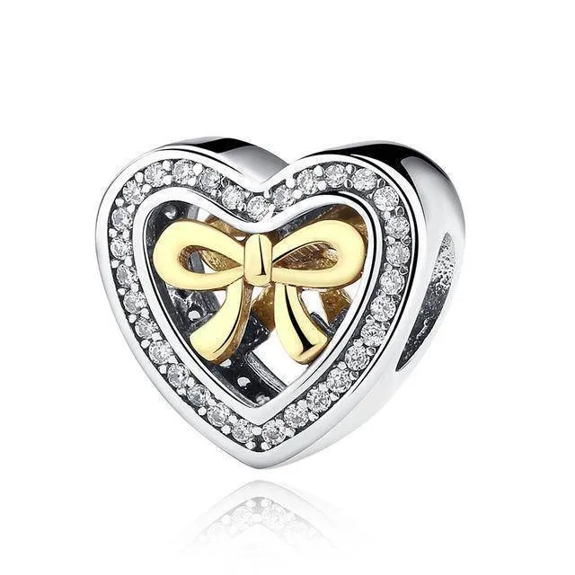 27 Styles of Hearts - 100% Authentic 925 Sterling Silver Charm Beads,  Fits Pan Charm Bracelets