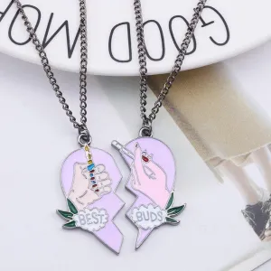 2pcs/set Splice Best Friends Forever Couple Necklace Best Buds