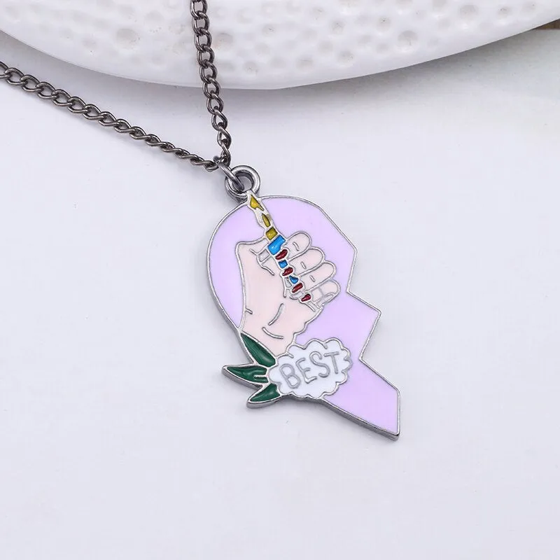 2pcs/set Splice Best Friends Forever Couple Necklace Best Buds