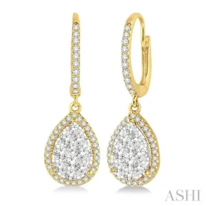 3/4 Ctw Pear Shape Diamond Lovebright Earrings in 14K Yellow and White Gold