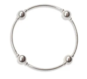 8MM Sterling Silver Bead Blessing Bracelet with Silver Links