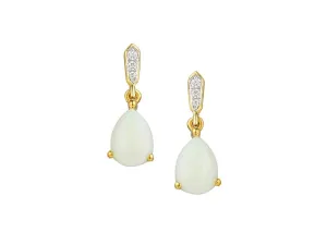 9ct Gold Drop Earrings with Opal and Diamonds