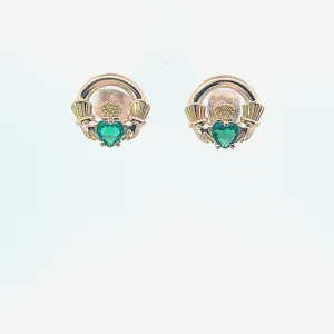 9ct yellow gold Emerald Green CZ earrings 37352