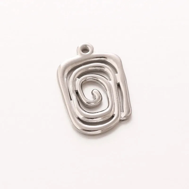 A Pack Of 3 16*23mm 304 Stainless Steel Spiral Stripe Polished Pendant