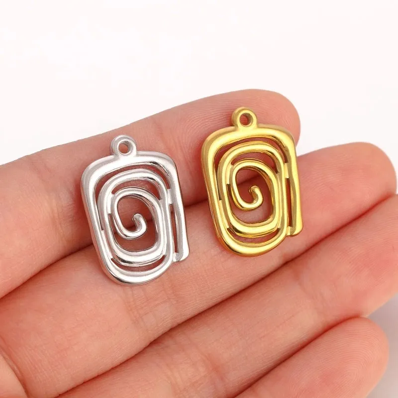 A Pack Of 3 16*23mm 304 Stainless Steel Spiral Stripe Polished Pendant