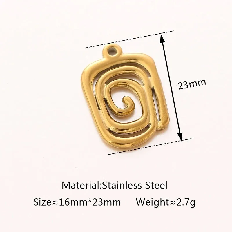 A Pack Of 3 16*23mm 304 Stainless Steel Spiral Stripe Polished Pendant