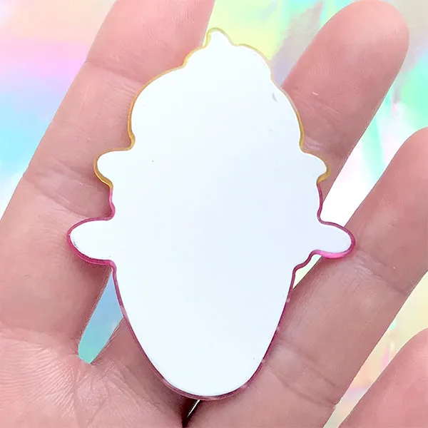 Acrylic Ice Cream Flatback Cabochon | Glittery Decoden Embellishment | Sweets Deco | Kawaii Brooches DIY (1 piece / 43mm x 56mm)