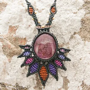 Akasha Macrame Pendant with Star Ruby Stone