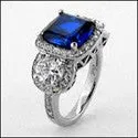 Anniversary 2 Ct Sapphire Cushion Halo Pave Cubic Zirconia Cz Ring