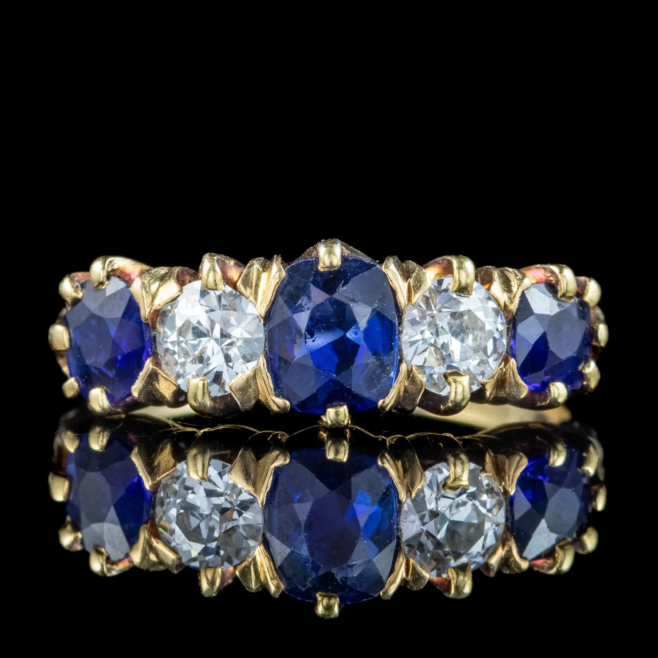 Antique Edwardian Sapphire Diamond Ring 1.20ct Sapphire