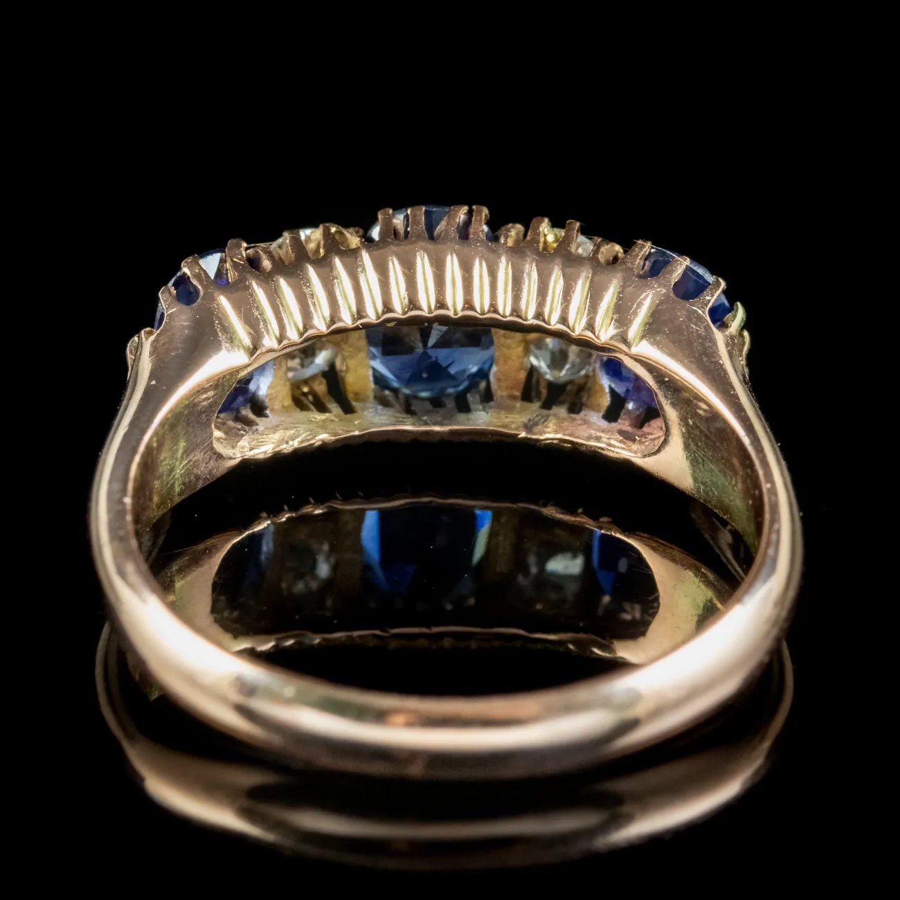 Antique Victorian Sapphire Diamond Ring 2ct Of Sapphire Circa 1900