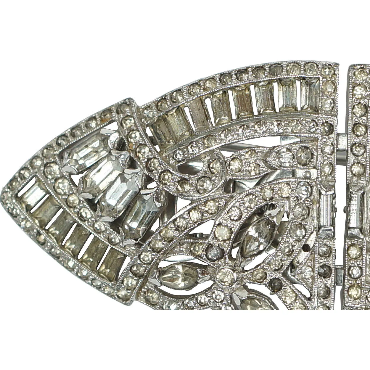 Art Deco 1930s Canadian Coro Duette Dress Clips Brooch w Rhinestones 1935