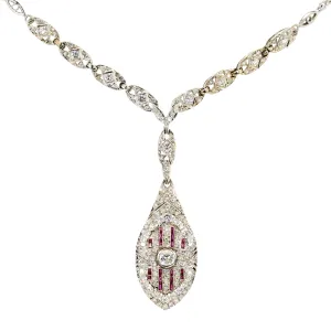 Art Deco Diamond and Ruby Necklace