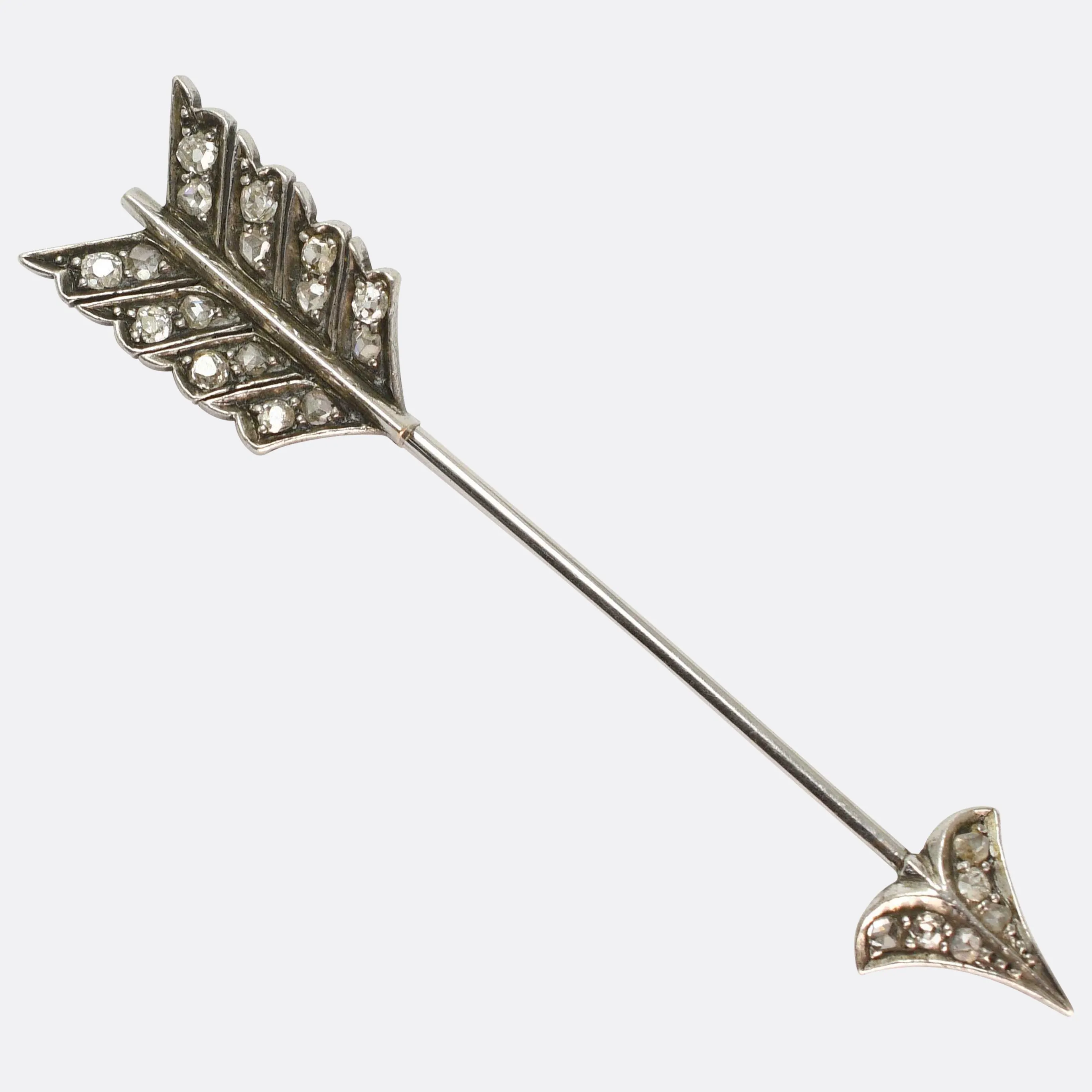 Art Deco Diamond Arrow Jabot Pin