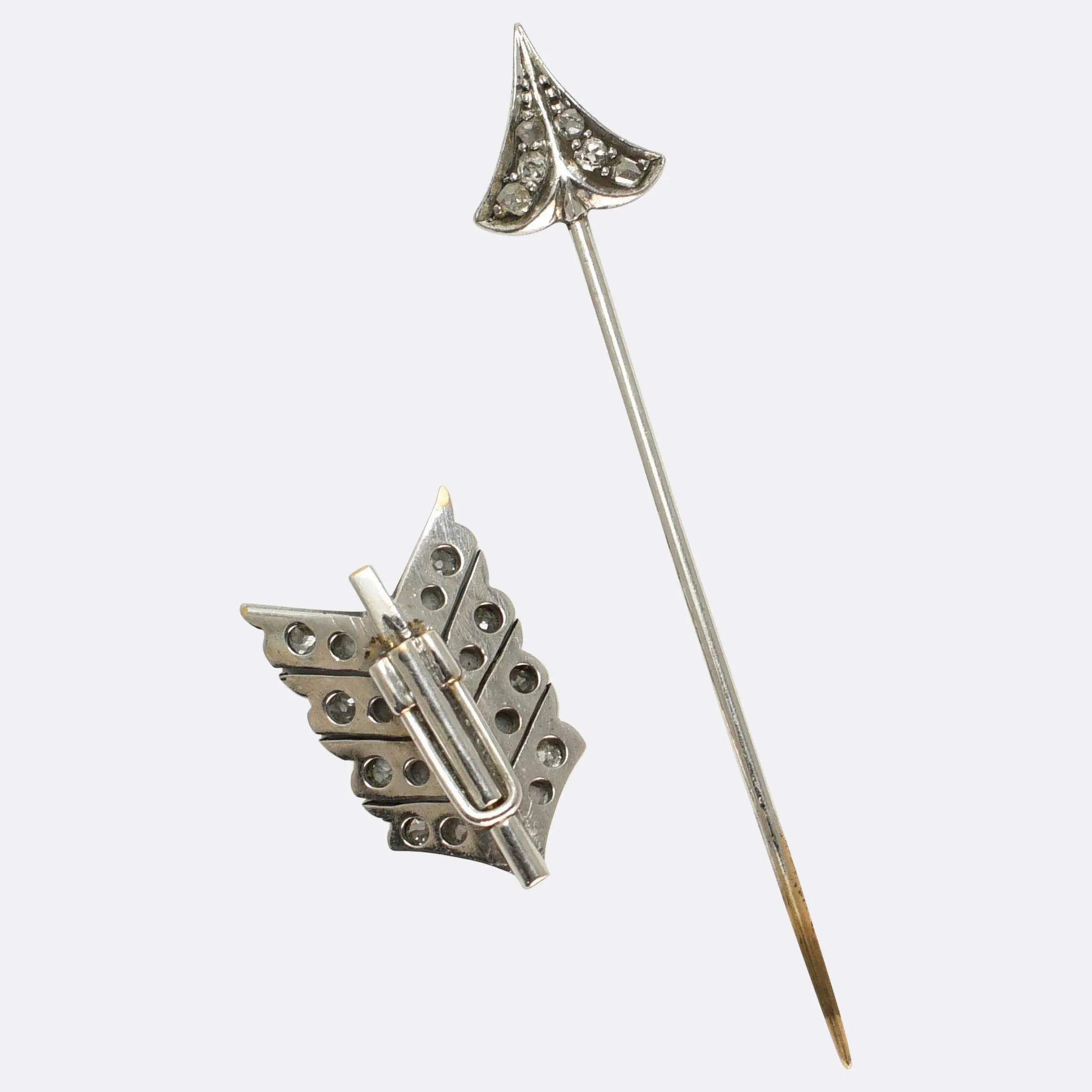 Art Deco Diamond Arrow Jabot Pin