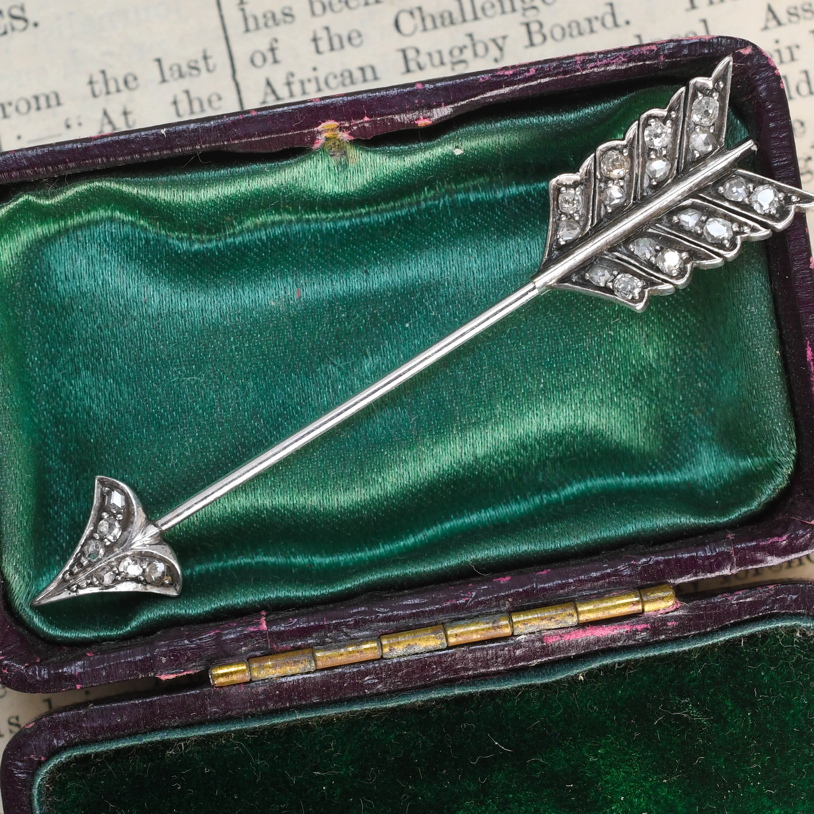 Art Deco Diamond Arrow Jabot Pin