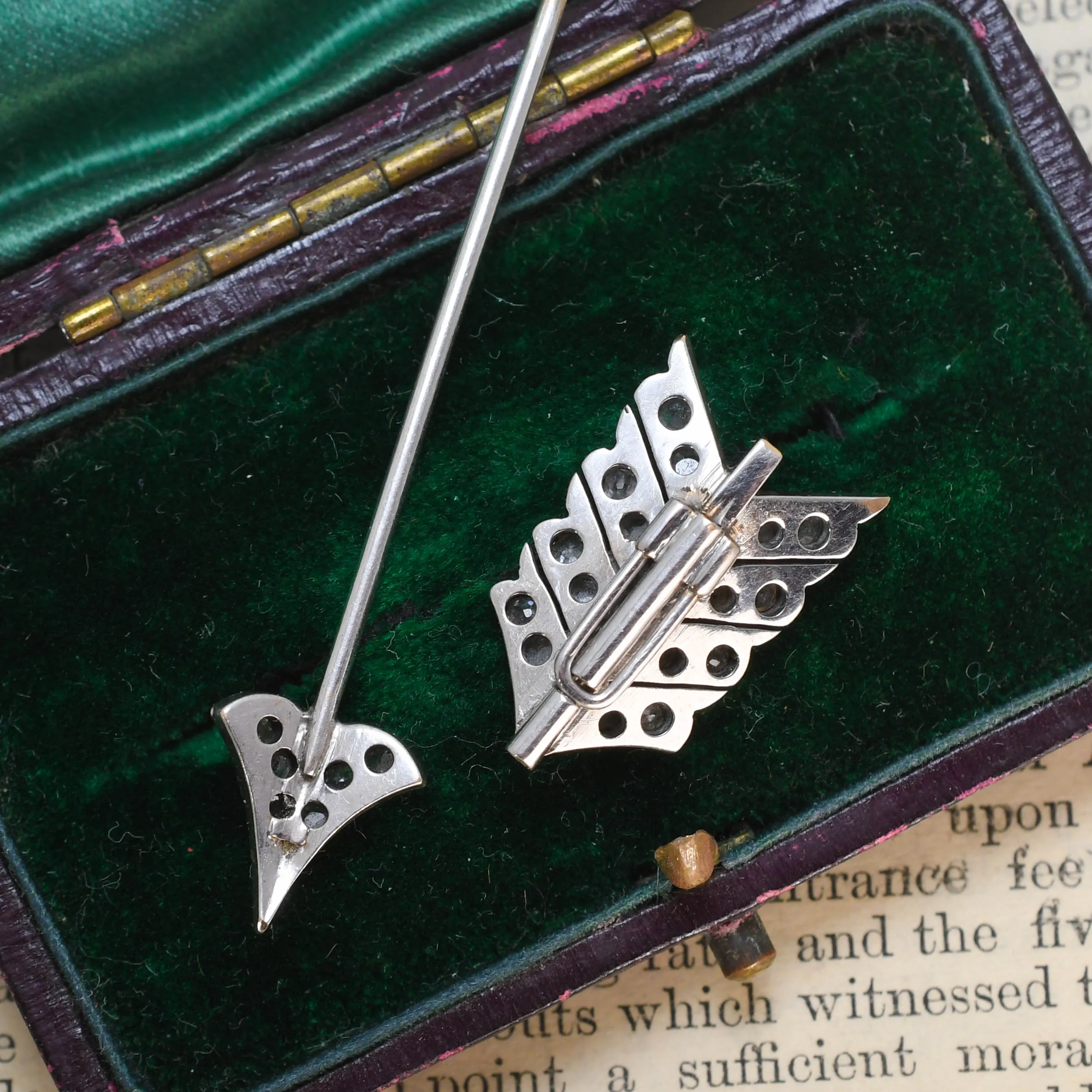 Art Deco Diamond Arrow Jabot Pin