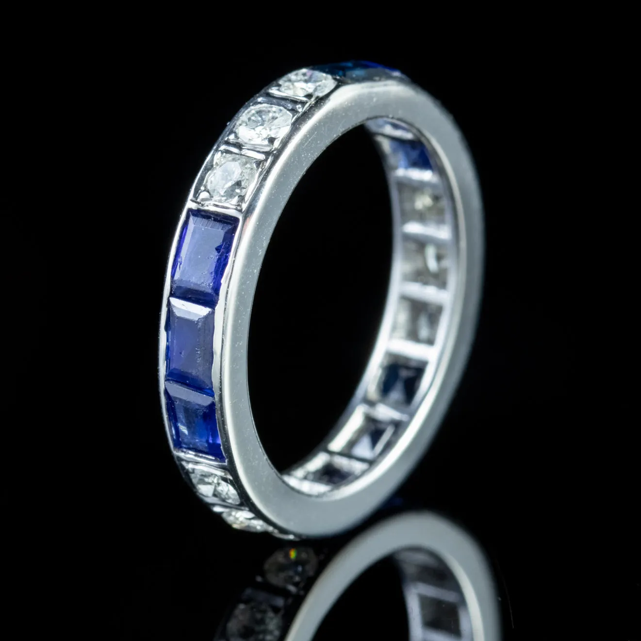 Art Deco Sapphire Diamond Full Eternity Ring Platinum Circa 1920