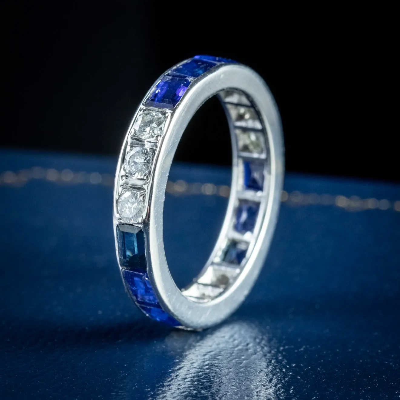 Art Deco Sapphire Diamond Full Eternity Ring Platinum Circa 1920