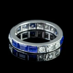 Art Deco Sapphire Diamond Full Eternity Ring Platinum Circa 1920