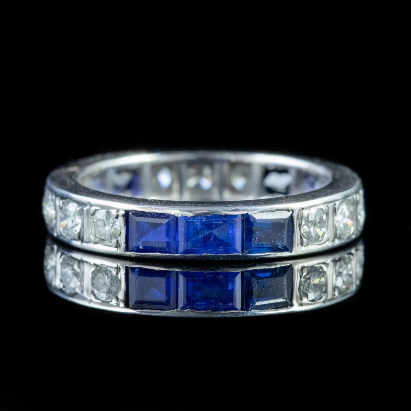 Art Deco Sapphire Diamond Full Eternity Ring Platinum Circa 1920