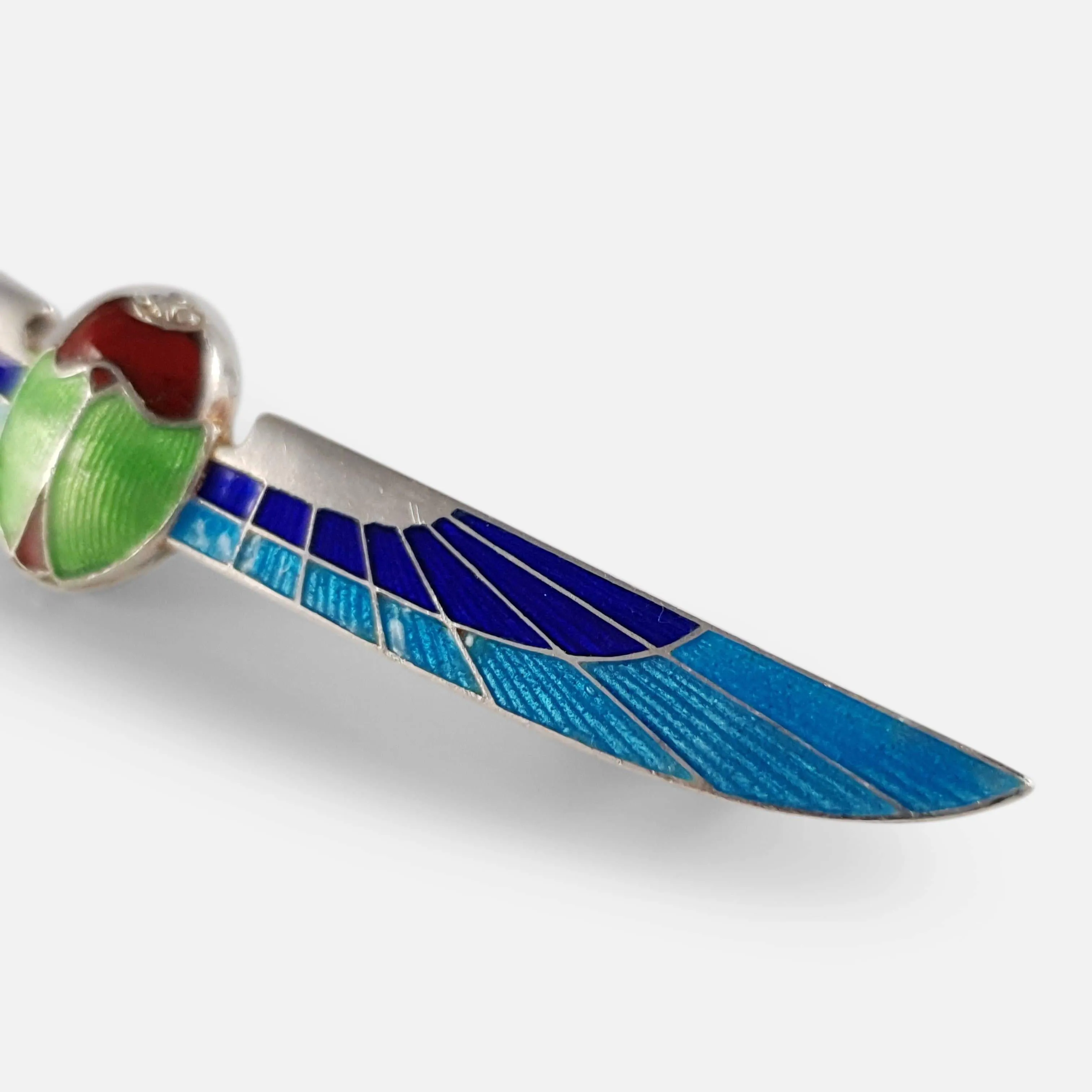 Art Deco Silver and Enamel Winged Scarab Brooch