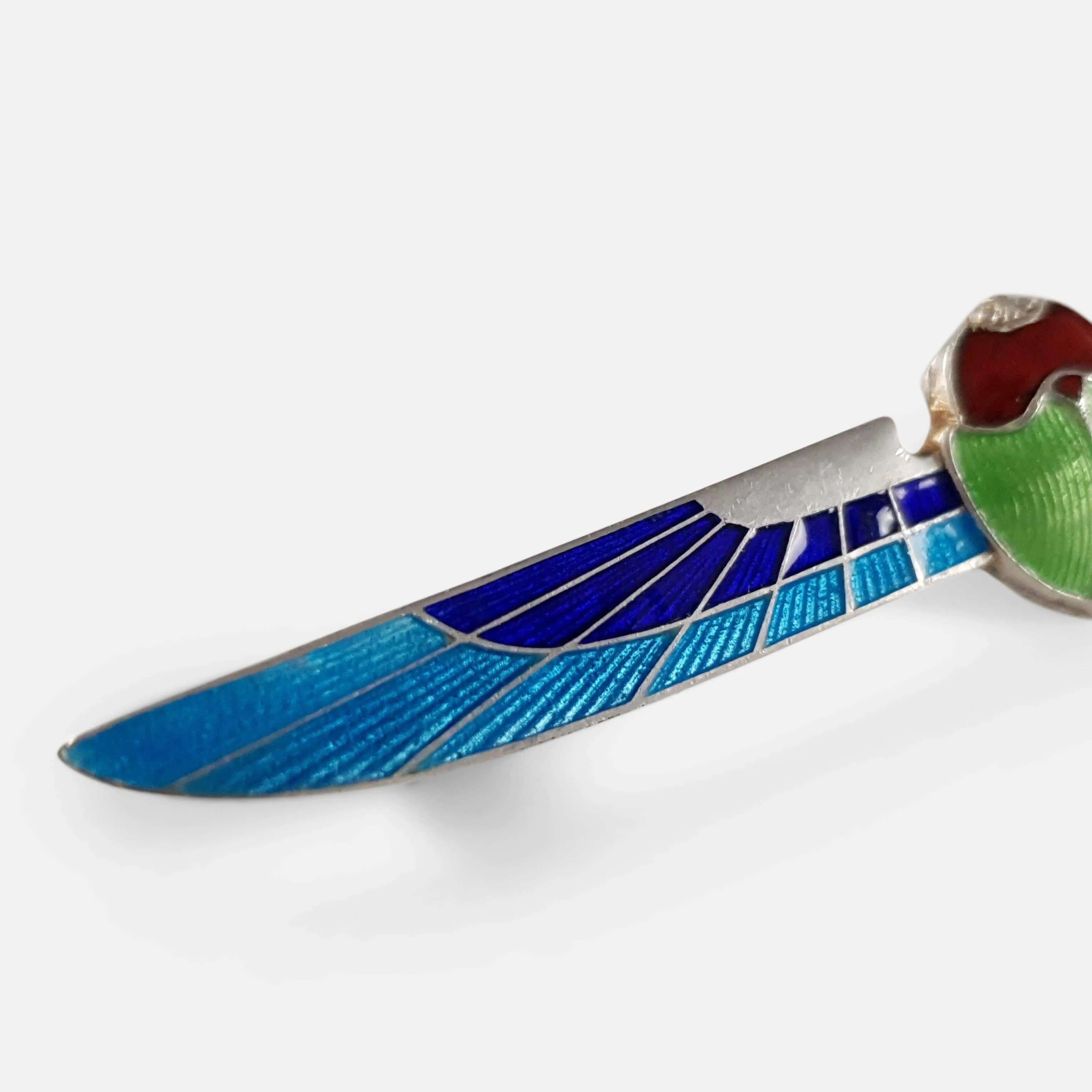 Art Deco Silver and Enamel Winged Scarab Brooch