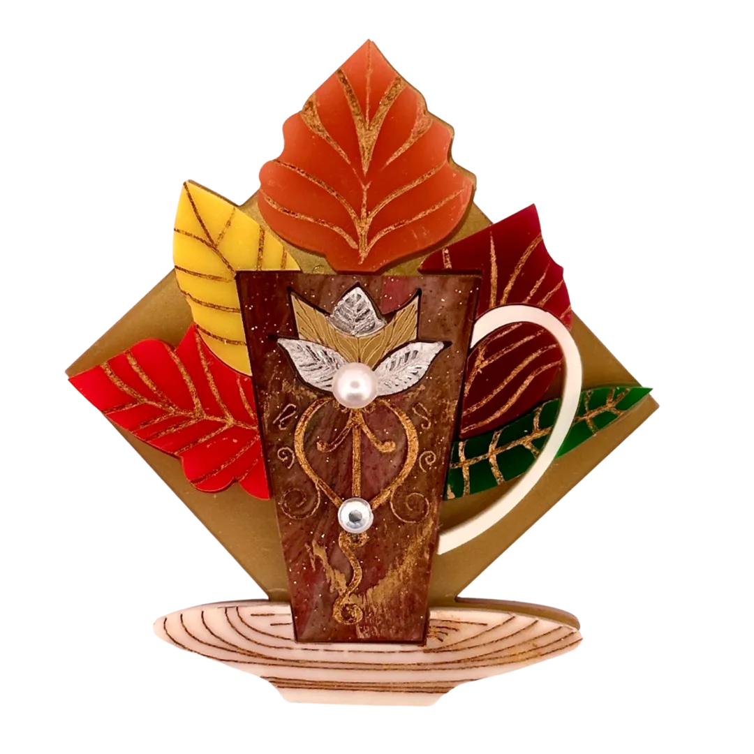 Autumn Art Deco Coffee 🍁 - Brooch