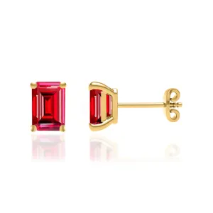 AVIANA - Emerald Ruby 18k Yellow Gold Stud Earrings