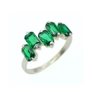 Baguette Emerald Ring - Green Half Eternity Ring - Five Stone Ring