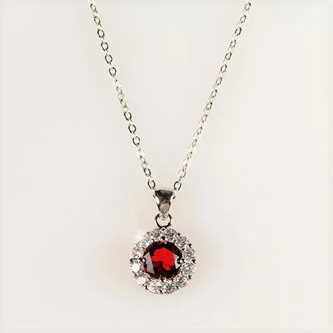 Belle Ruby Red Round  Halo Pendant | 3.2ct