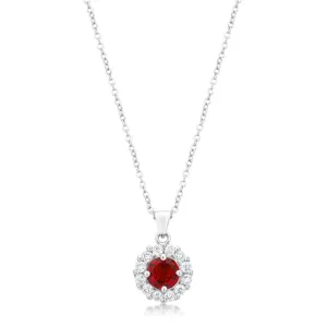 Belle Ruby Red Round  Halo Pendant | 3.2ct