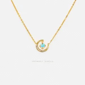 Blue Moon Necklace, Silver or Gold Plated  (15.5" 2") SHEMISLI - SN027