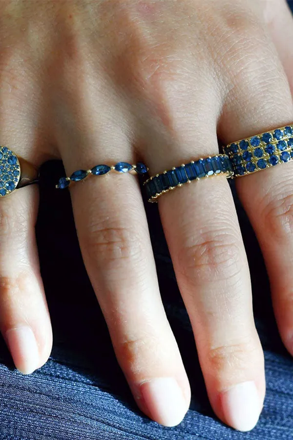 Blue Sapphire Vertical Baguette Ring