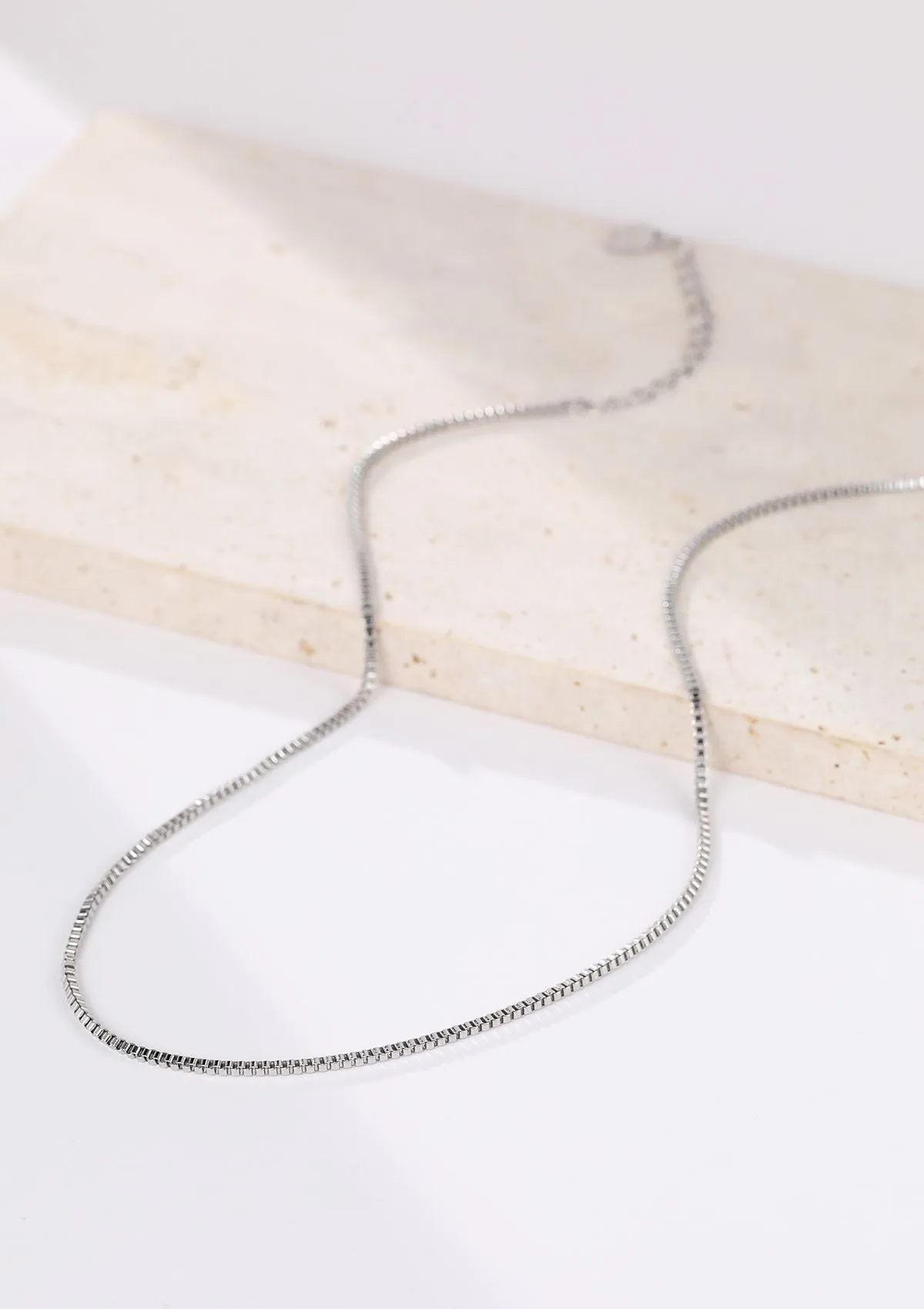 Box Chain Link Necklace Silver