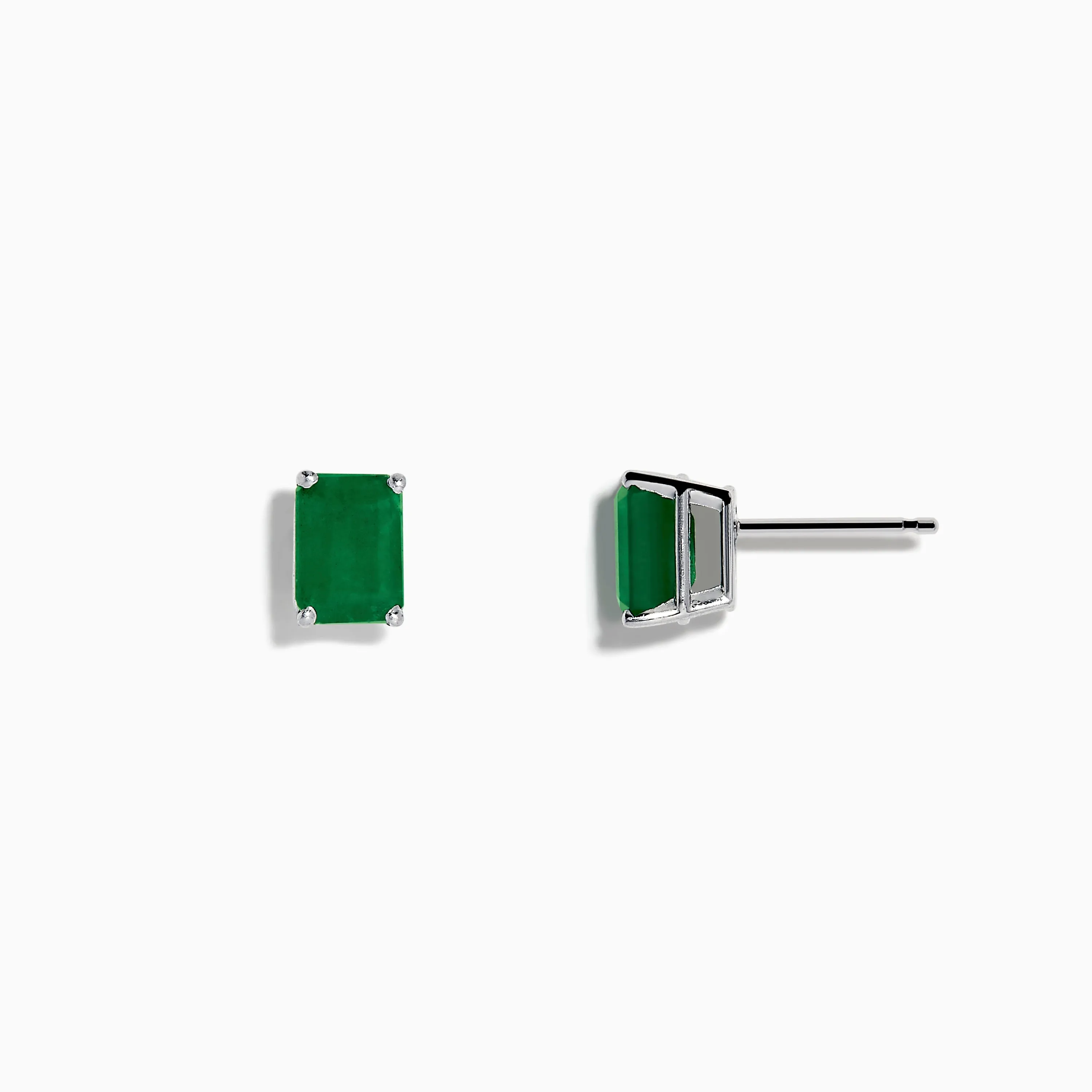 Brasilica 14K White Gold Emerald Stud Earrings