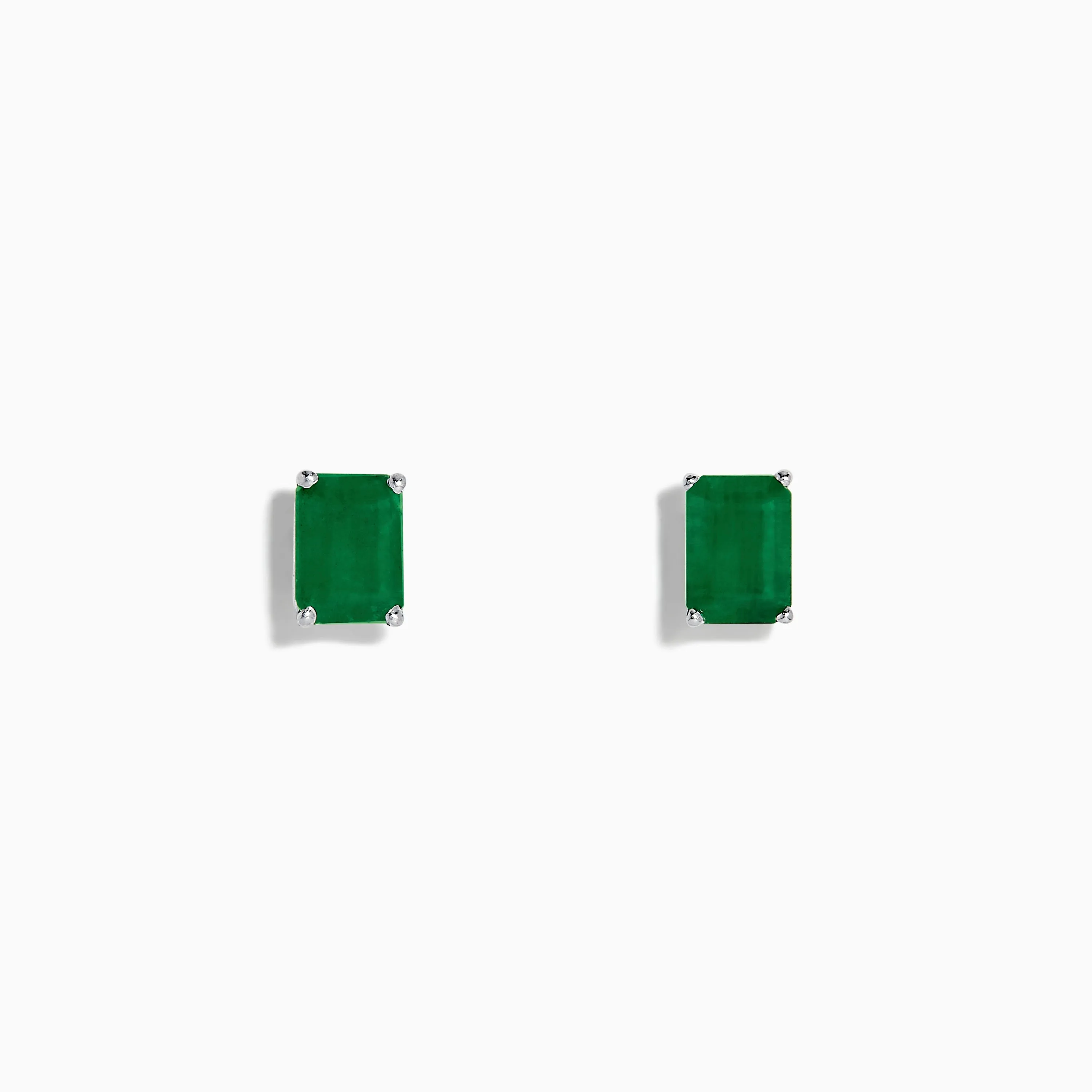 Brasilica 14K White Gold Emerald Stud Earrings