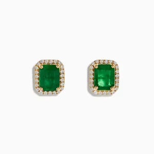 Brasillica 14K Yellow Gold Emerald and Diamond Earrings