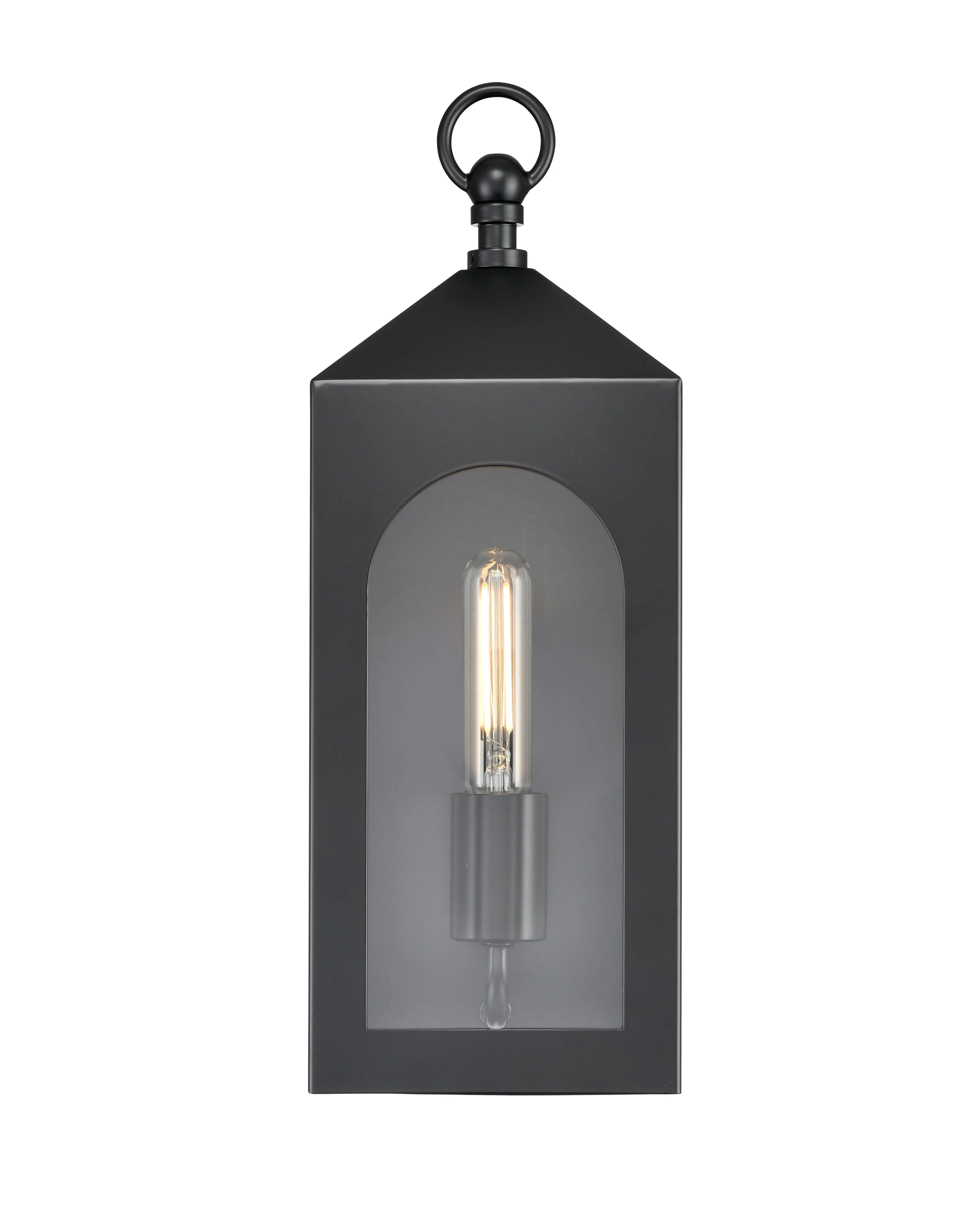 Bratton Outdoor Wall Sconce - Powder Coated Black - Clear Glass - 6.5in. Extension - E26 Medium Base