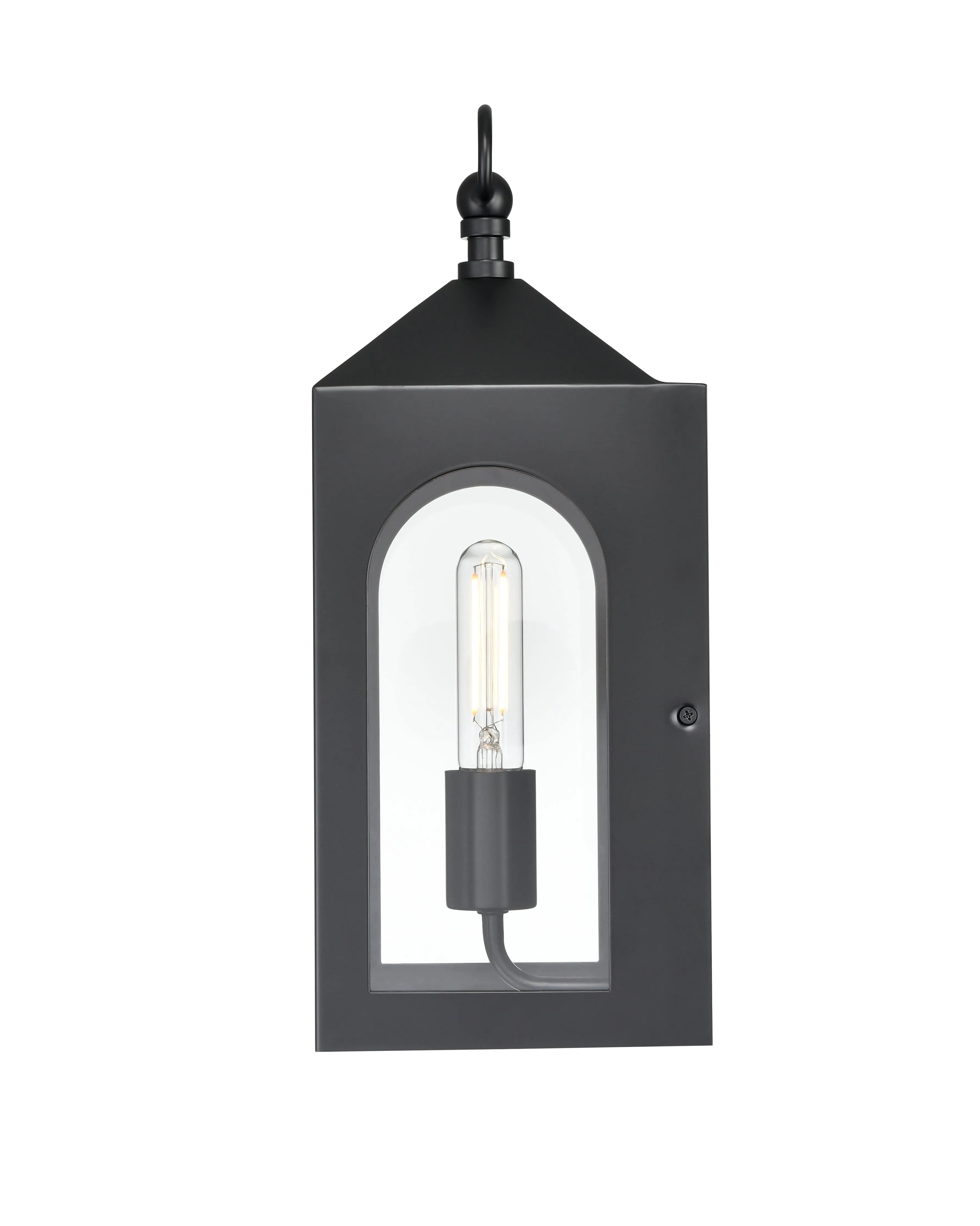 Bratton Outdoor Wall Sconce - Powder Coated Black - Clear Glass - 6.5in. Extension - E26 Medium Base