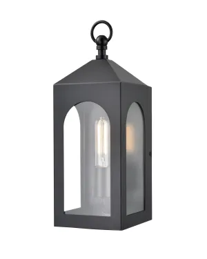 Bratton Outdoor Wall Sconce - Powder Coated Black - Clear Glass - 6.5in. Extension - E26 Medium Base