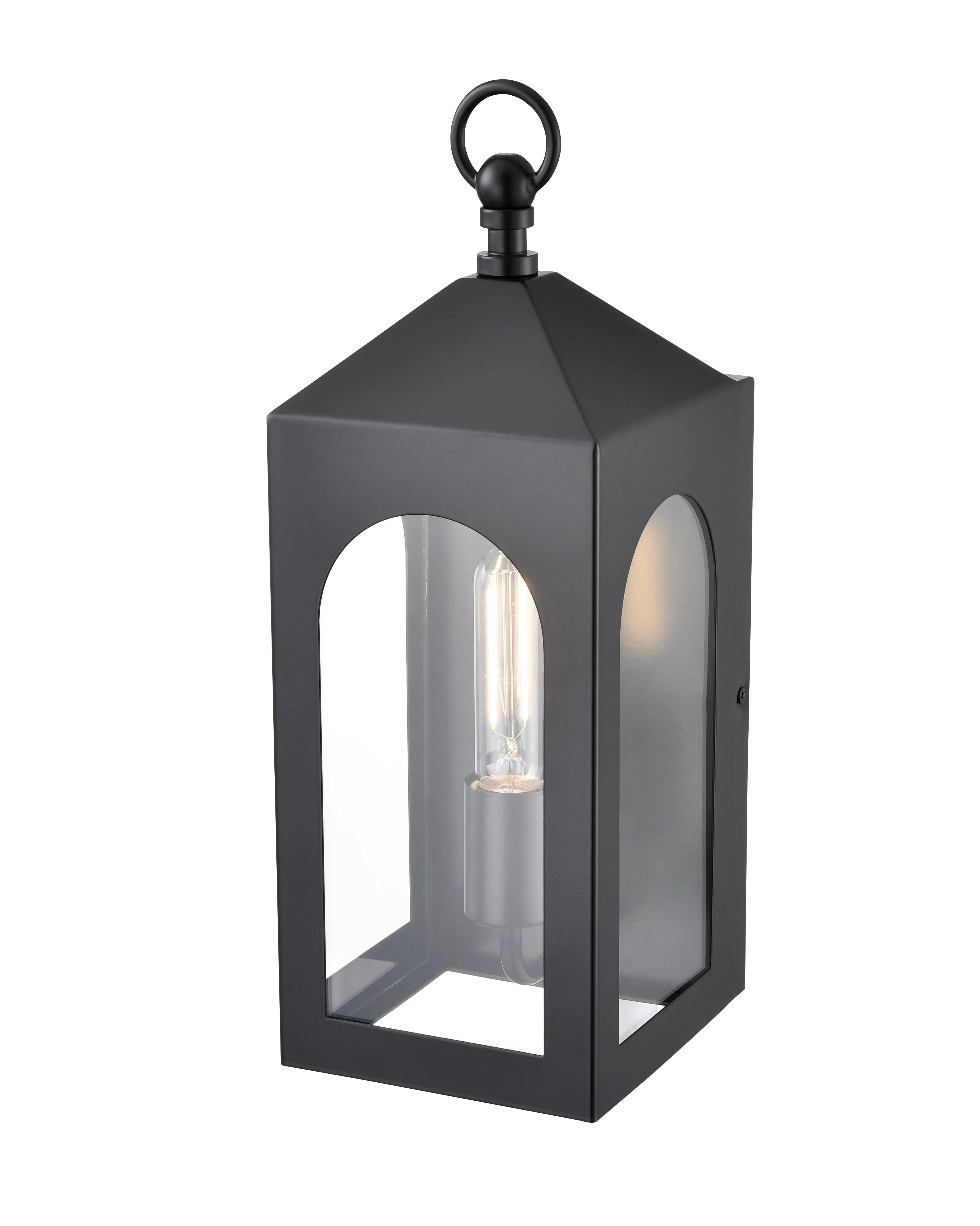 Bratton Outdoor Wall Sconce - Powder Coated Black - Clear Glass - 6.5in. Extension - E26 Medium Base