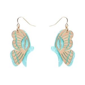 Butterfly Textured Resin Drop Earrings - Mint