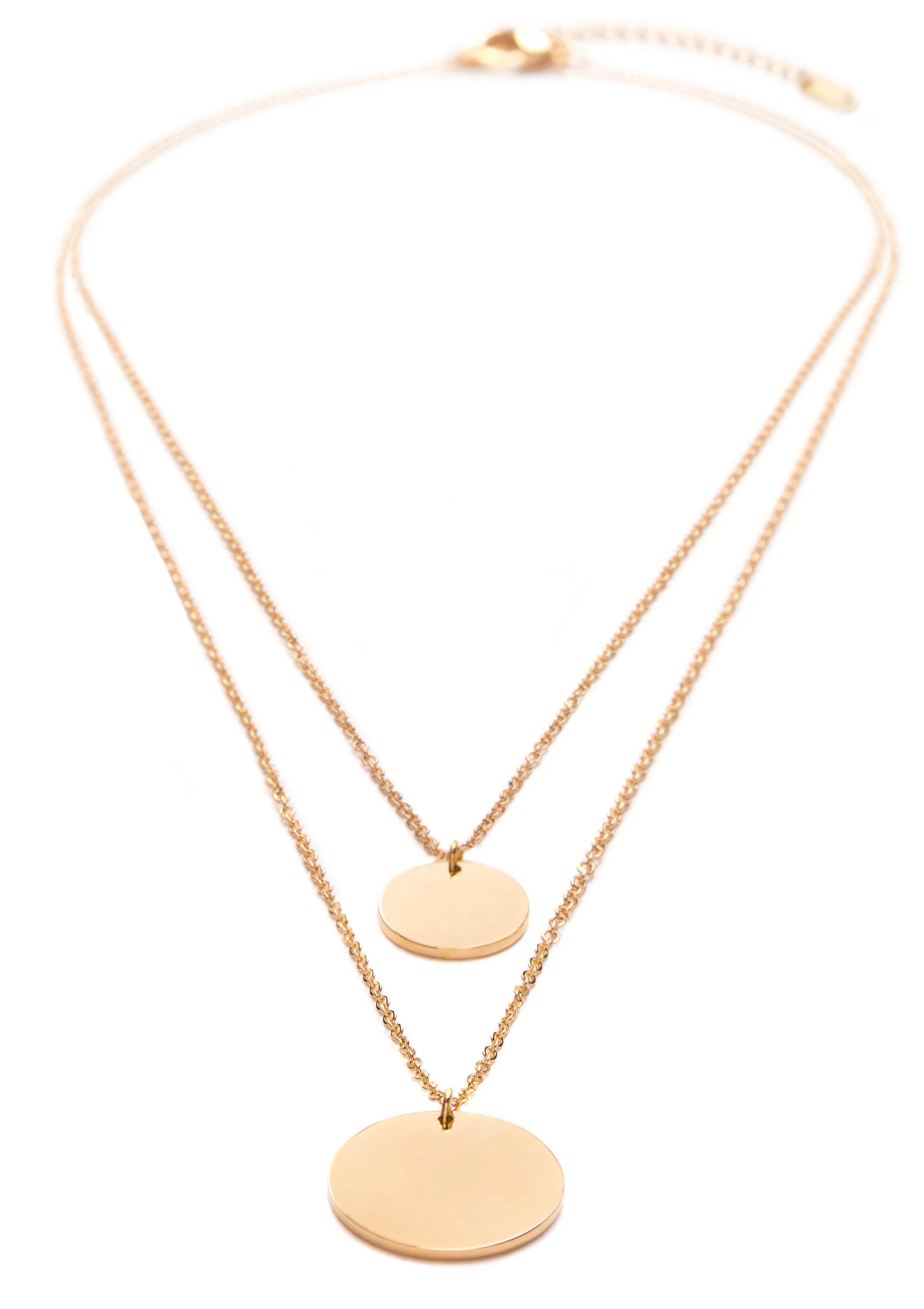 Circle Layered Necklace Gold