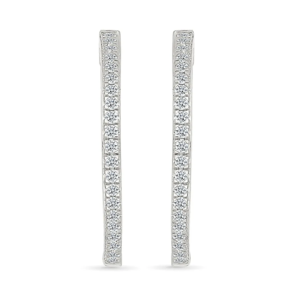 Classic Sparkling Diamond Hoops Earrings