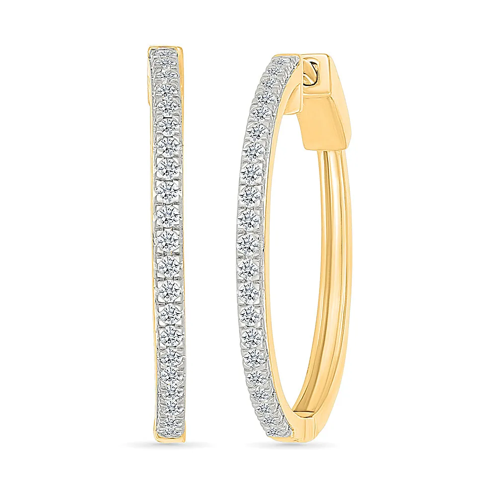 Classic Sparkling Diamond Hoops Earrings