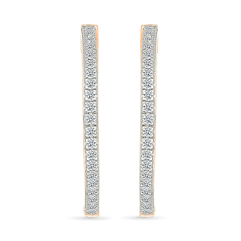 Classic Sparkling Diamond Hoops Earrings