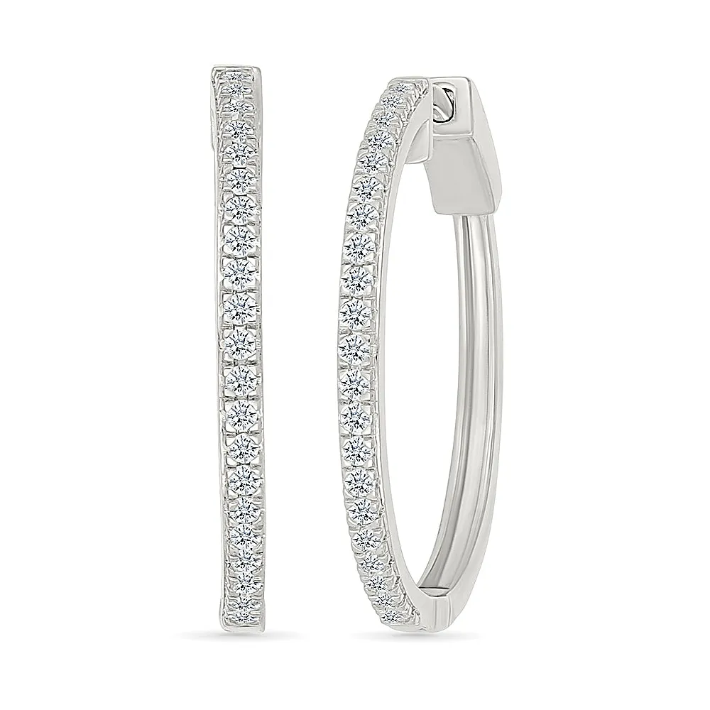 Classic Sparkling Diamond Hoops Earrings