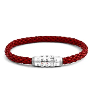 Combination Lock 777 Silver Bracelet In Red